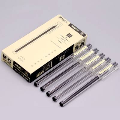 晨光AGPA9201本味系列黑色中性笔签字笔拔帽黑色0.5mm（12支-盒） 黑色